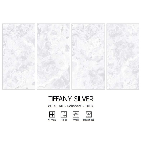 Tiffany Silver P1007 - سرامیک تیفانی سیلور پولیش 80x160 - اسلب میکل آنجلو