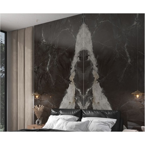 ویردیان Virdian - سرامیک اسلب بوک مچ ویردیان مشکی آنترازیت پولیش مدل کارشده 120x240- کاشی هرمس سرام نوین