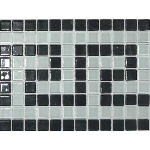 کاشی استخری شیشه ای ورساچه سفید و دودی - زمرد گلس تایل Zomorod Glass Tile