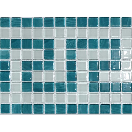 کاشی استخری شیشه ای ورساچه سفید و سبز - زمرد گلس تایل Zomorod Glass Tile