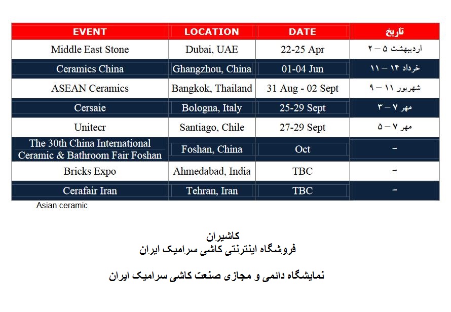 تقویم نمایشگاه بین المللی کاشی سرامیک 2017
